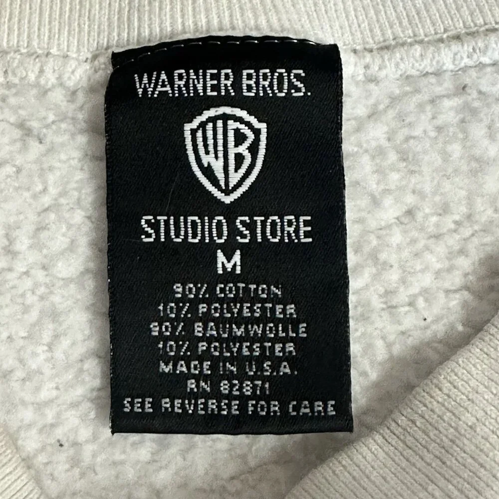 Vintage 1995 Looney Tunes Sweatshirt Mens Medium White Warner Bugs Bunny Cartoon